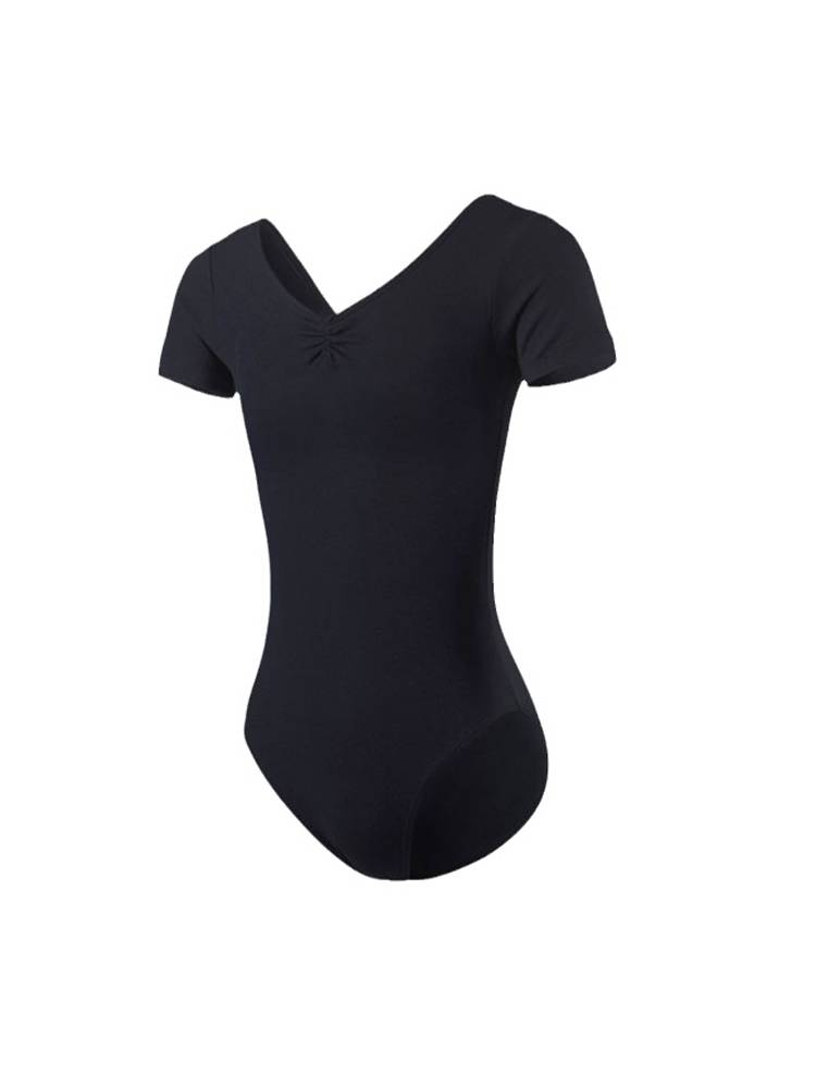 Yi Kao Dance Services Sports Server Adult Short -sleeved Pure Color Ballet Lianzi Ductual Server Black Gymnastics Uniform