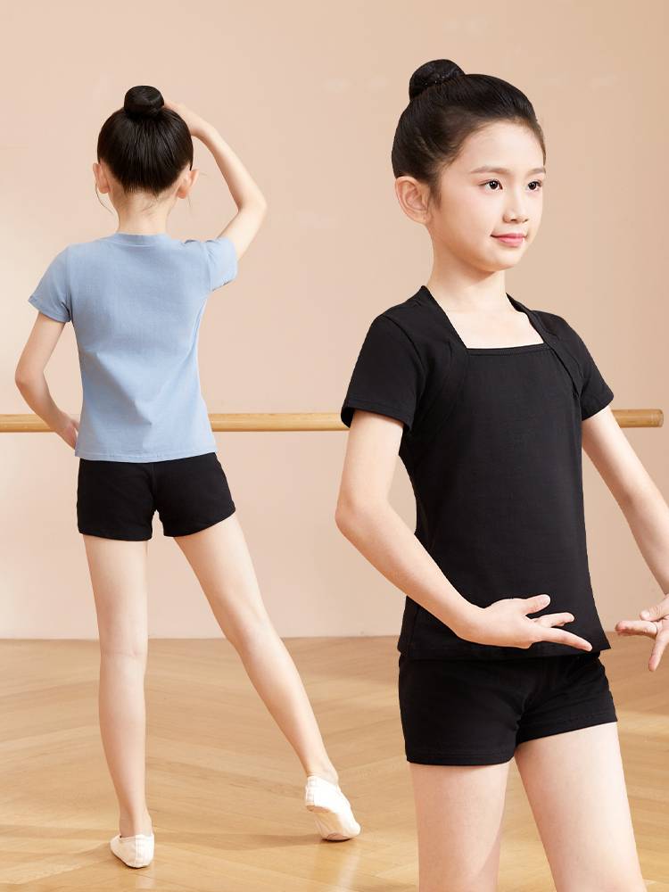 Ballet dance exercise children's dance service short -sleeved jackets Chinese dance performance service children dancing clothes