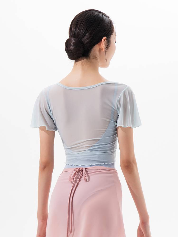 Zhong Ai Dance Garden Dance Server Clothes Female Ballet Practice Short Sleeve Adult Server Nets Terrace and Cadre