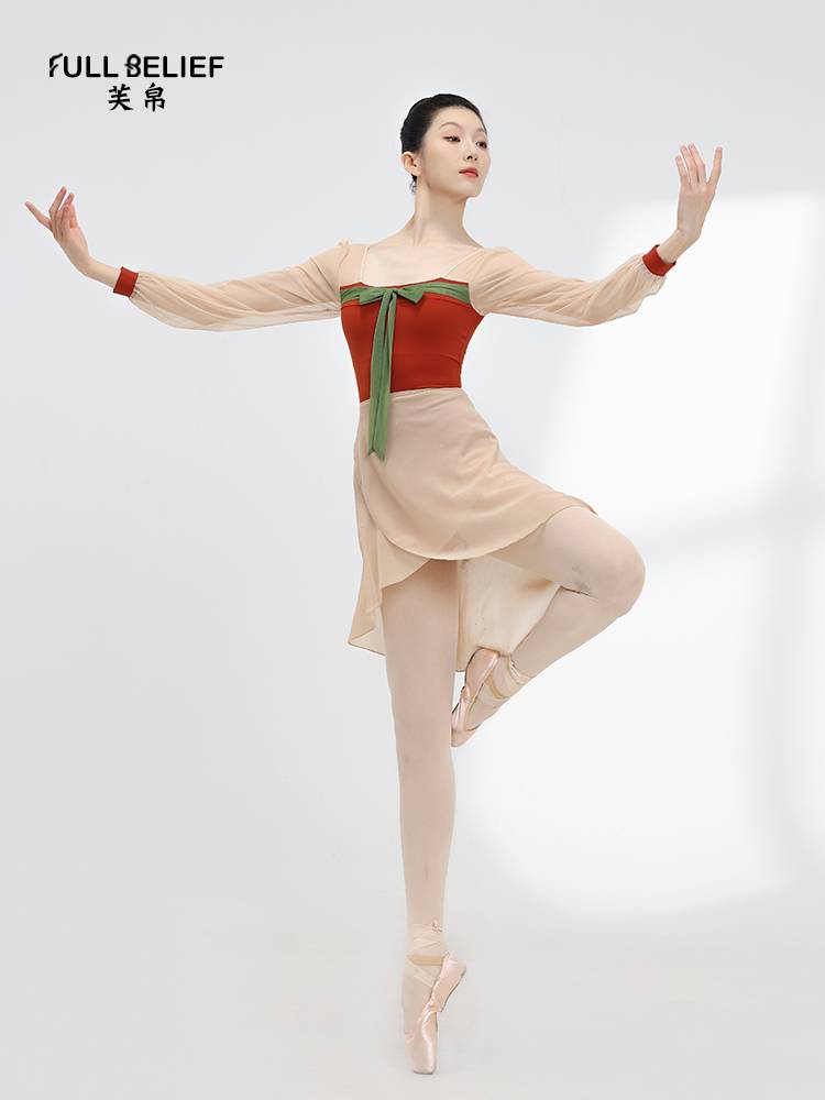 Fuyu Ballet Dance Clothing Discipline Delivery Skirt Female Arts Skin -shaped Founded Training Services Irregular Skirt Skirt