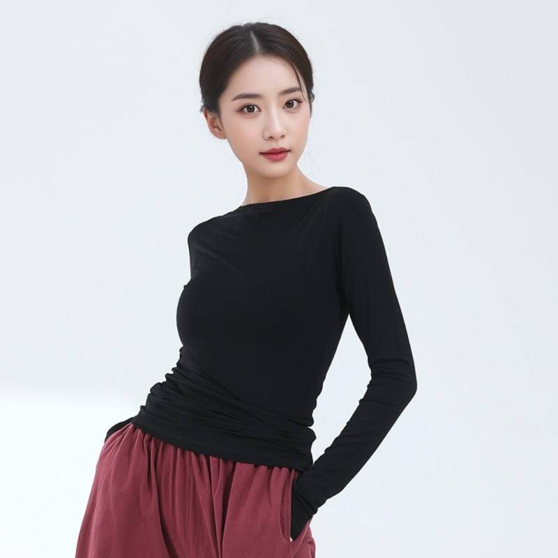 Spot Dance Practice G Service long -sleeved top Slim adult modern dance female one word Modal ballet