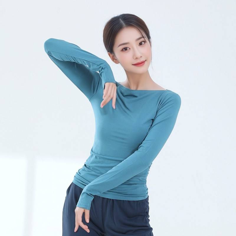 Spot Dance Practice G Service long -sleeved top Slim adult modern dance female one word Modal ballet