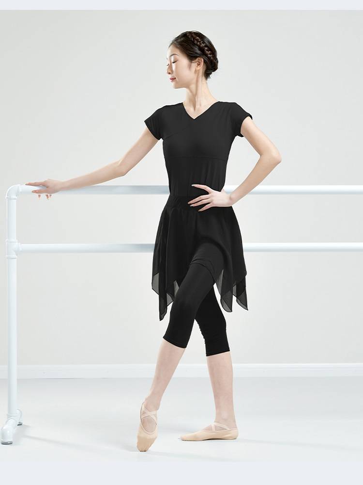 Dance service adult short -sleeved ballet shaping practice service art test special gymnastics uniform modern dance service summer top