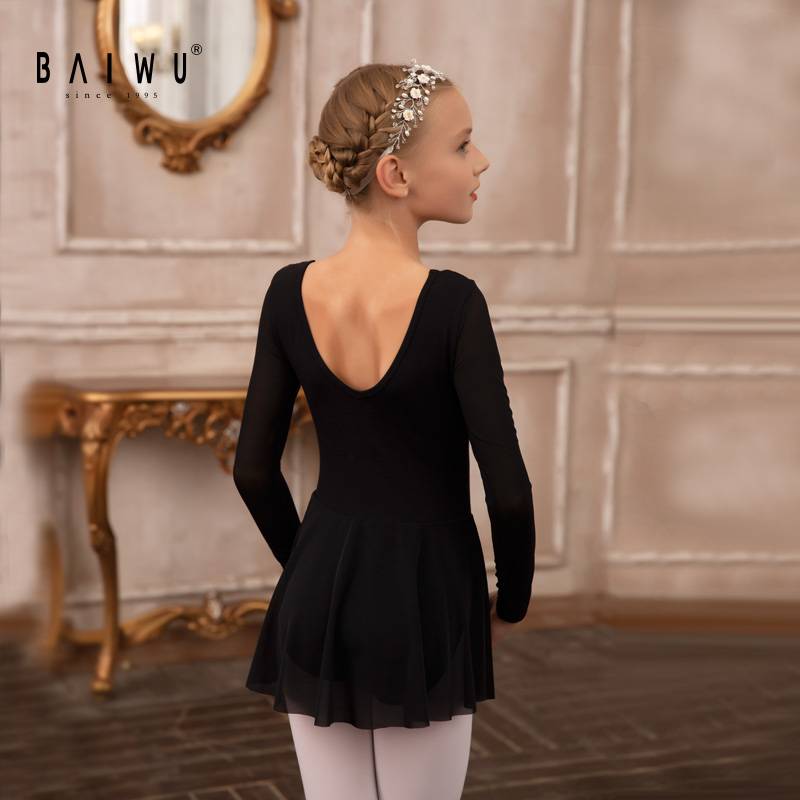 Baiwu children's dance skirt gymnastics clothing female long -sleeved ballet exercise net yarn show 119242308