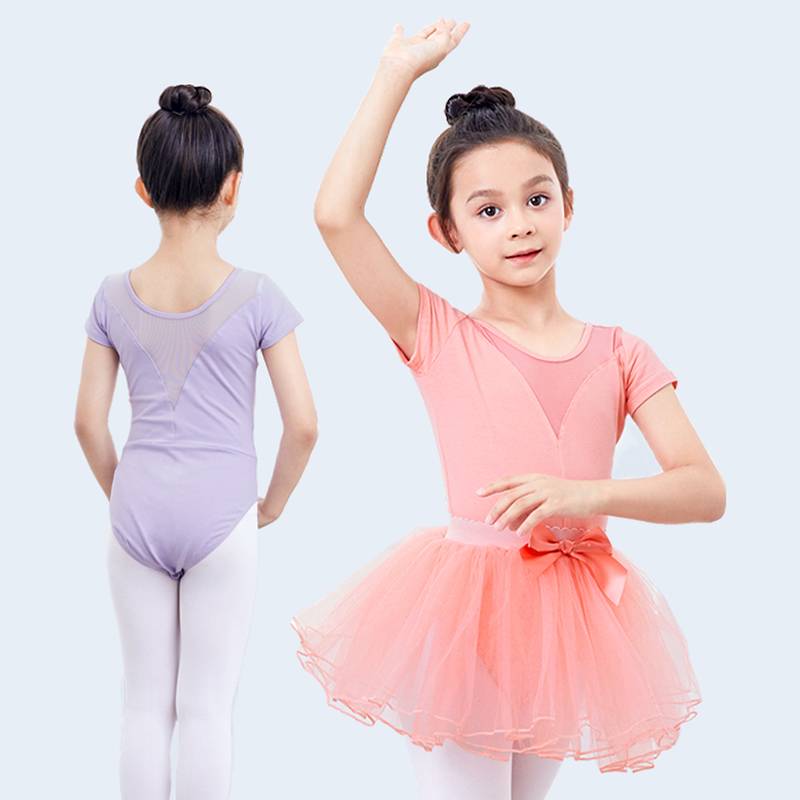 Children's dance service Xia Girls Ballet Dance Practice Funny Children's Chinese Dance Dance Jiu Red Short -sleeved Gymnastics Uniform