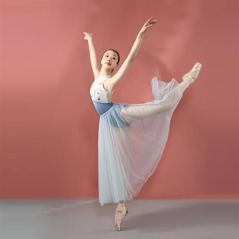 Little Jasmine Ballet Skirt Semi -Daldling Long Skirt Double Body Skirt Adult Female Dance Fun Dressing Fun Gong Uniform