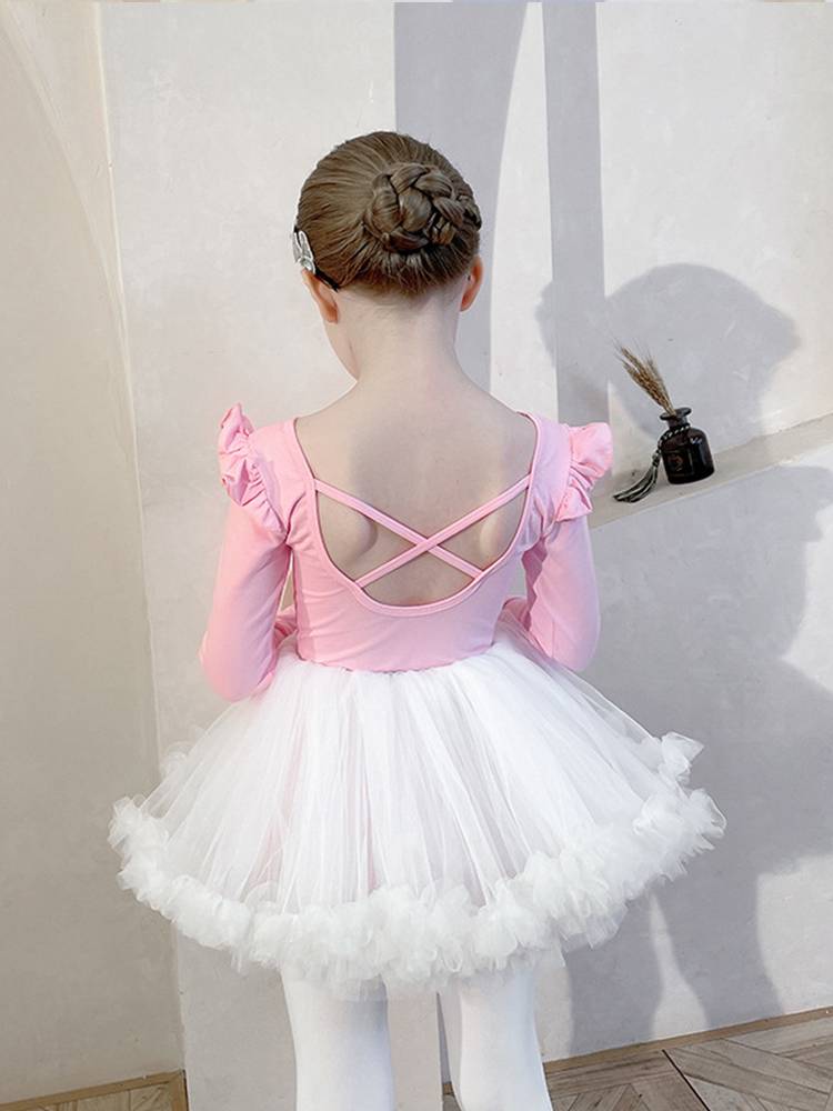 Ballet dance skirt Children's gymnastics clothing summer short -sleeved conjoined practice service girl dancing dance dance service young children Chinese dance