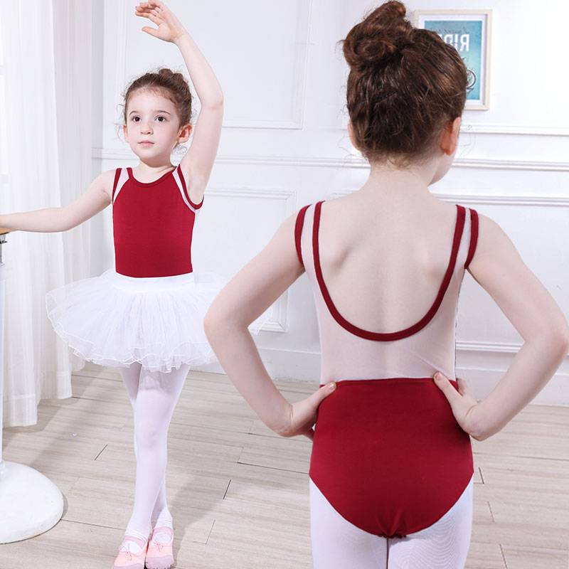 Children's dance service jujube red summer wine gymnastics girl practice service Chinese dance ballet skirt dance clothes