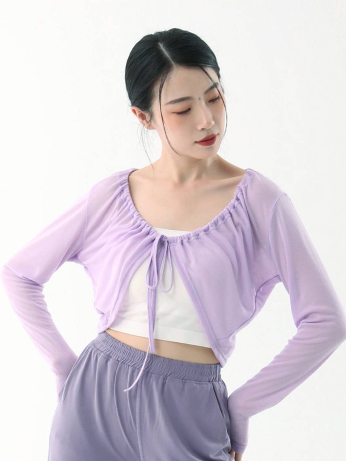 Modern dance top Classical dance -shaped dress yoga clothing long -sleeved ballet base training adult art test exercise clothing