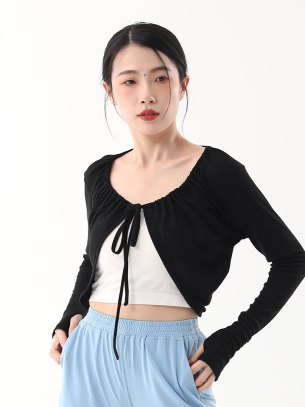Modern dance top Classical dance -shaped dress yoga clothing long -sleeved ballet base training adult art test exercise clothing