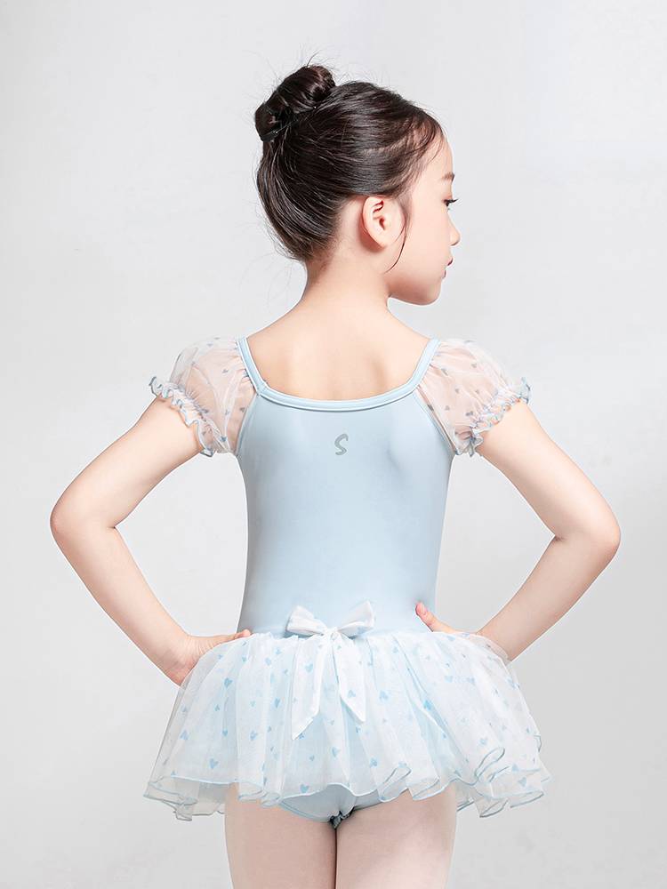 sansha Sanzha Children's Dance Skirt Ballet Langles Switching Women's Love Bubble Sleeve Performance Skirt Open Crown