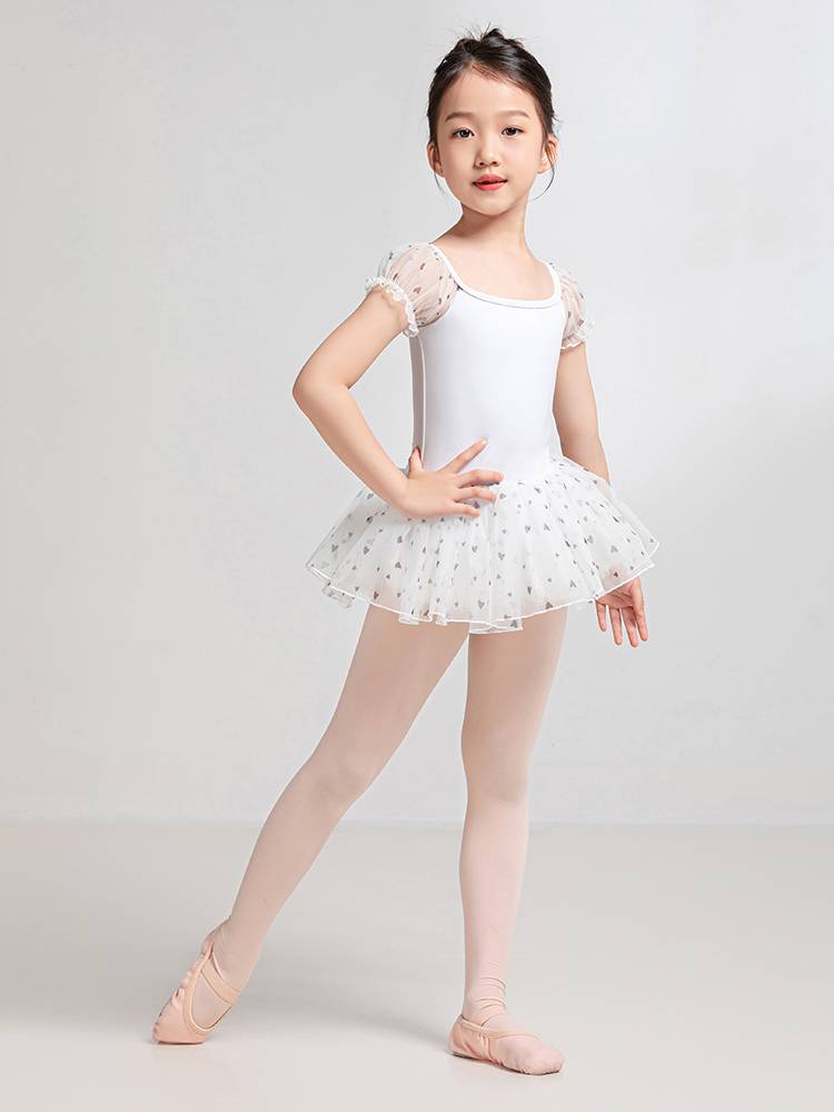 sansha Sanzha Children's Dance Skirt Ballet Langles Switching Women's Love Bubble Sleeve Performance Skirt Open Crown