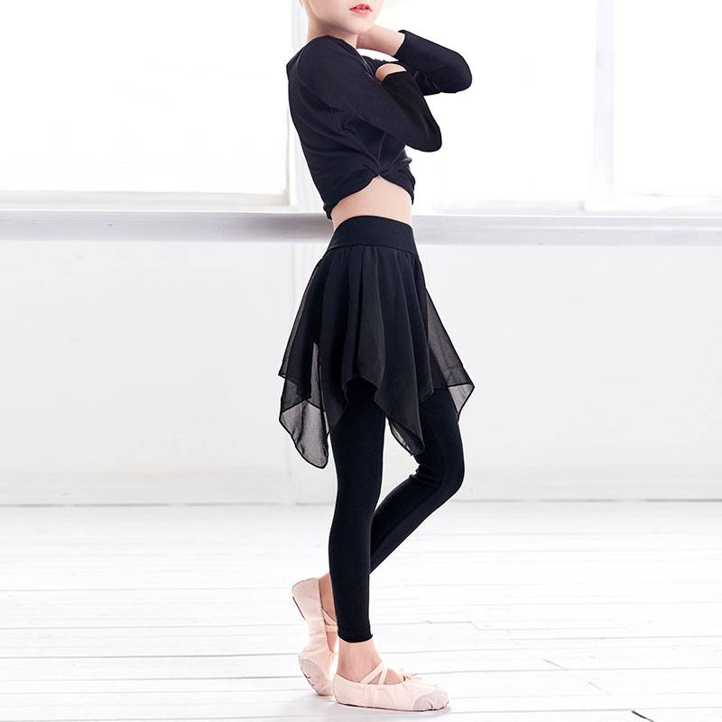 Children's dance exercise service summer set Girls Chinese dance ballet chiffon skirt dancing dance trousers nine -point pants