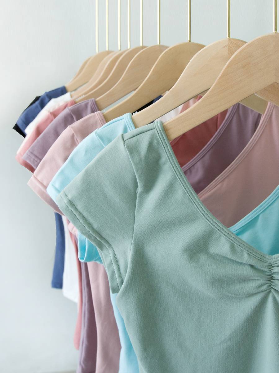 Dance service top adult female Chinese dance exercise ballet classical dance V -neck short -sleeved body clothes summer