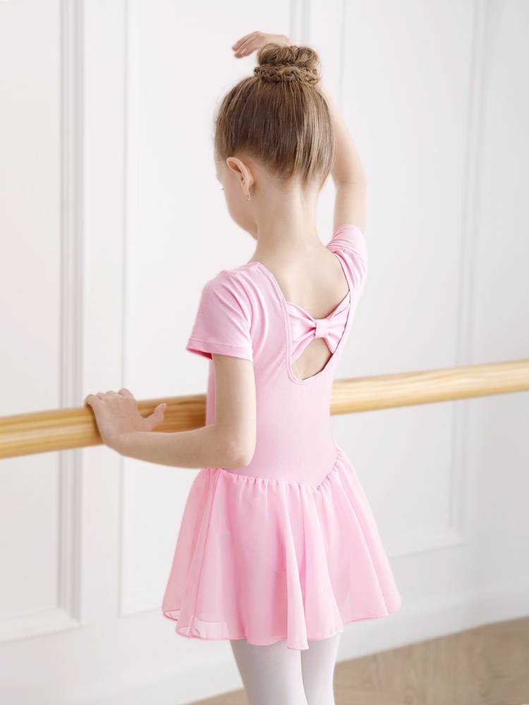 Ballet dance skirt Children's gymnastics service summer conjoined exercise girl short -sleeved dance dance service young children Chinese dance