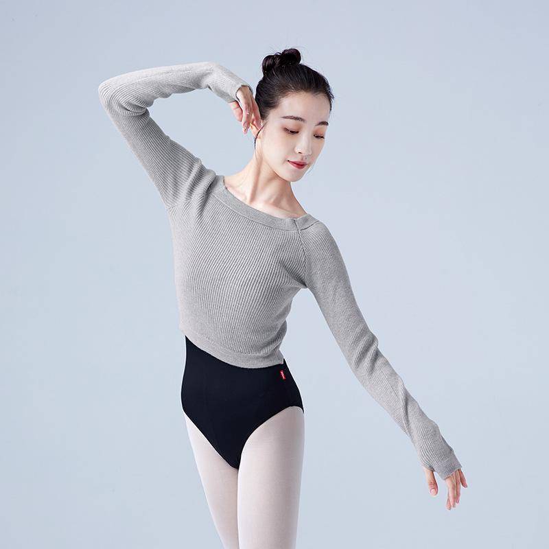 Dance clothing sweater practice jacket autumn and winter adult long -sleeved ballet knitted warm small top dance