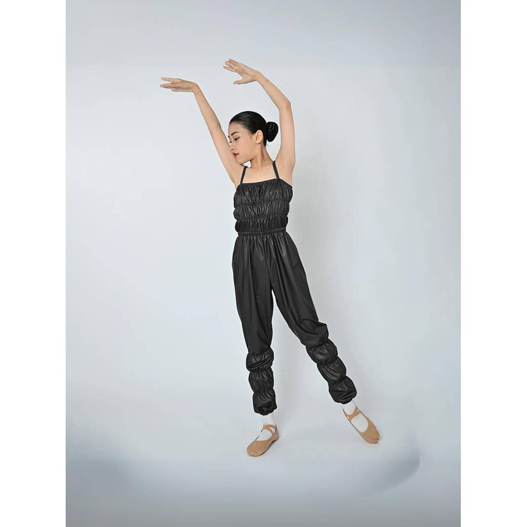 Badylepa Children's sweat sweat clothes coating ballet ribbon jumpsuits Latin dance sports burst sweat sauna