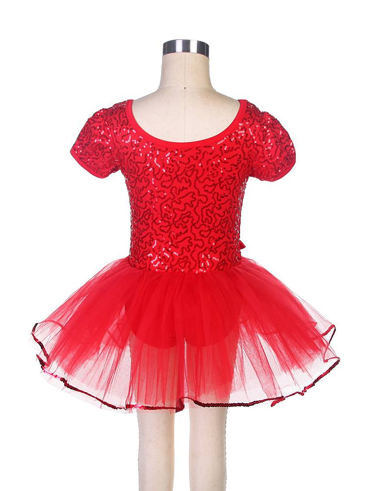 Ballet performance service children's red professional competition clothes short -sleeved sequins, puffed skirts, ballet tutu skirts