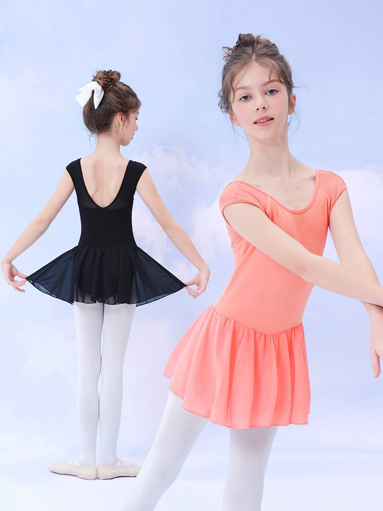 Children's dance clothing ballet skirt girls summer short -sleeved exercise dancing skirt gymnastics clothes Chinese dance test -level clothing