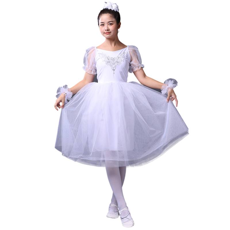 New adult ballet skirt sling white puffy skirt long yarn bubble sleeve clothing small swan dance performance clothing