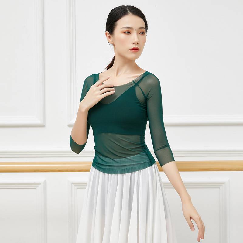 Dance service net gauze top female adult ballet exercise gymnastics service body clothes gymnastics clothes dance dance exercise uniform wide