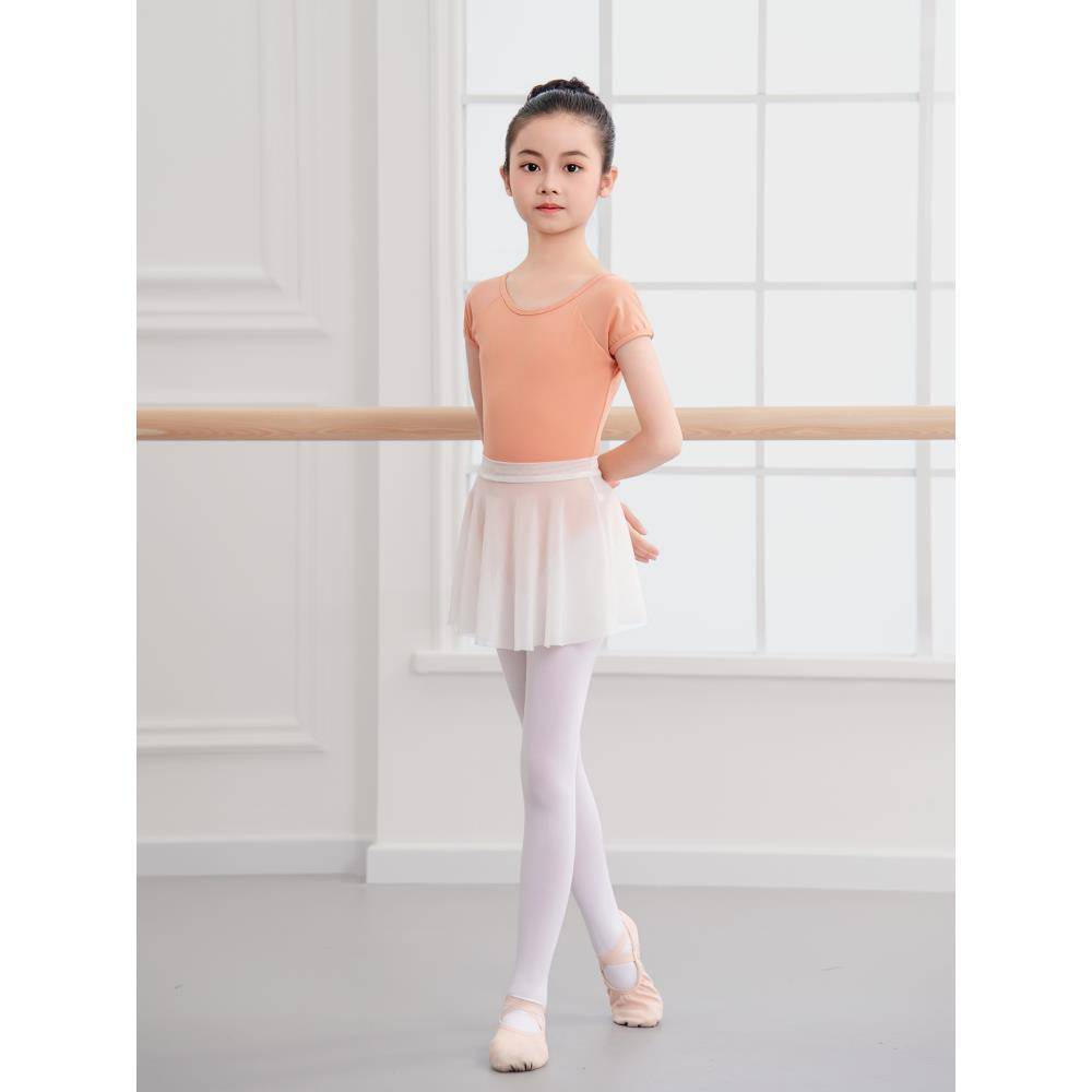 Children's dance service female Chinese dance service gymnastics service gymnastics girl summer long short -sleeved dancing ballet dance clothing net yarn