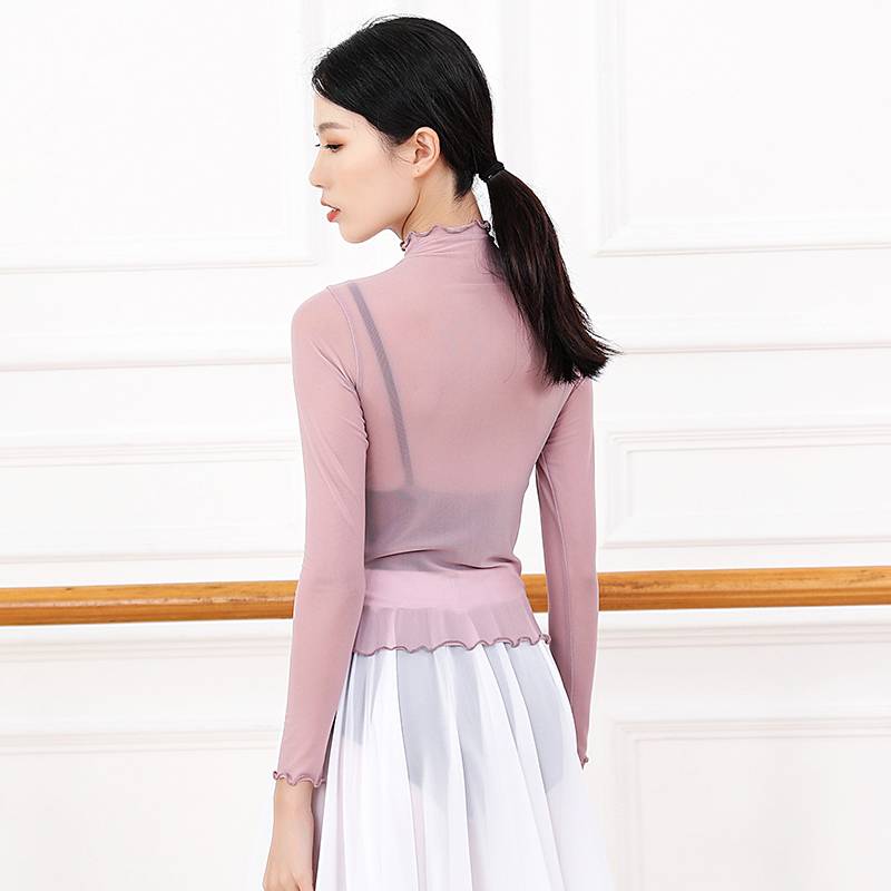 Spot dance body rhyme cover ballet training women's shirt elastic mesh meal high -necked adult classical dance modern