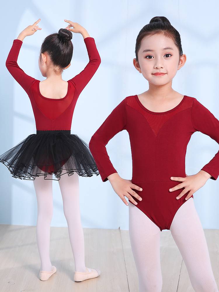 Dance service children's summer short -sleeved exercise girls Chinese dance jackets puffed skirt ballet skirt performance service