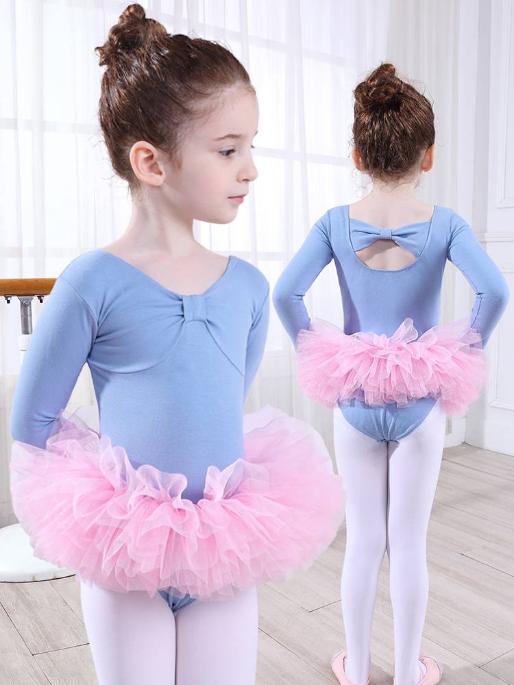 Children's dance service girls practice the ballet dance dancing dance clothes, children's summer short -sleeved test service Chinese dance