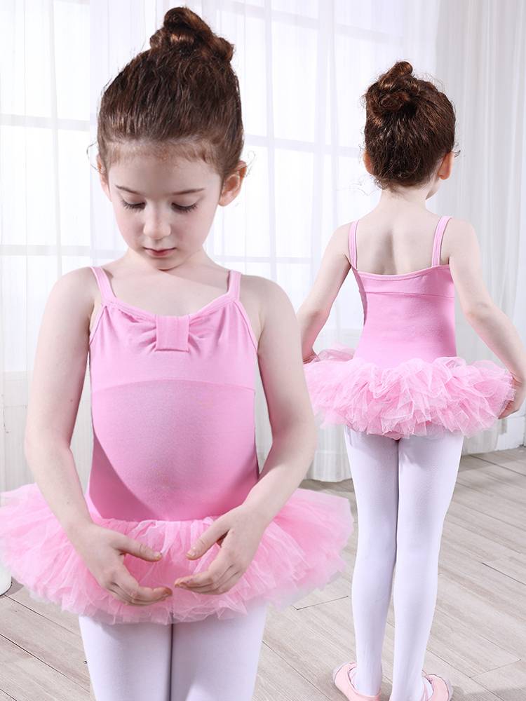 Children's dance service girls practice the ballet dance dancing dance clothes, children's summer short -sleeved test service Chinese dance