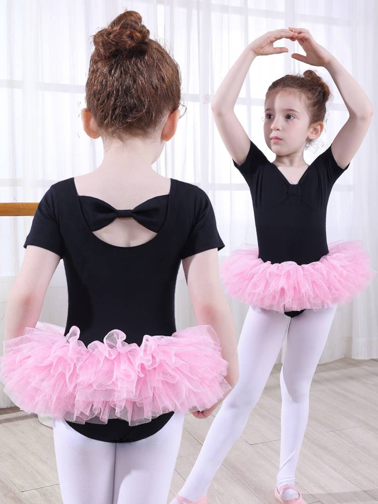 Children's dance service girls practice the ballet dance dancing dance clothes, children's summer short -sleeved test service Chinese dance