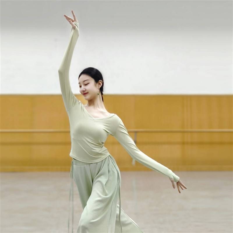 Autumn and winter dance service V -neck training service classical dance modern dance modern dance Chinese dance ballet sports clothes base training yoga clothing female
