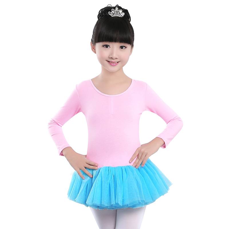 Qingcang special preferential children's dance clothing girl Korean version of gauze skirt ballet skirt girl long -sleeved dancing skirt practice clothing