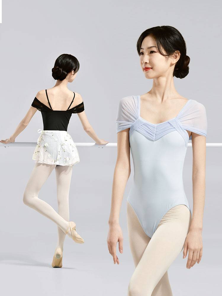 Ballet dance service adult female sling exercises exercise, art test base training connective clothes high -shaped sports dance gymnastics uniforms black