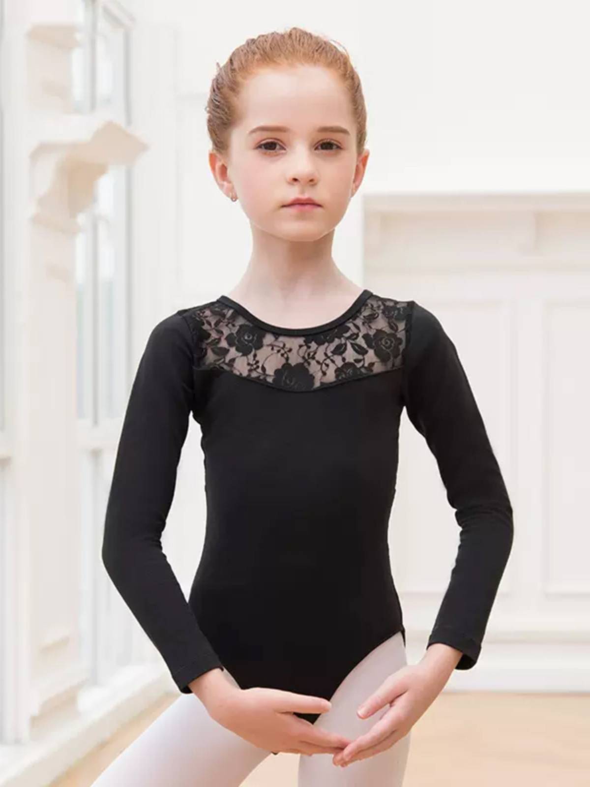 Yidance Children's Dance Service Autumn and Winter Lace Long -sleeved Ballet Plel of Plel and Velvet Fittings