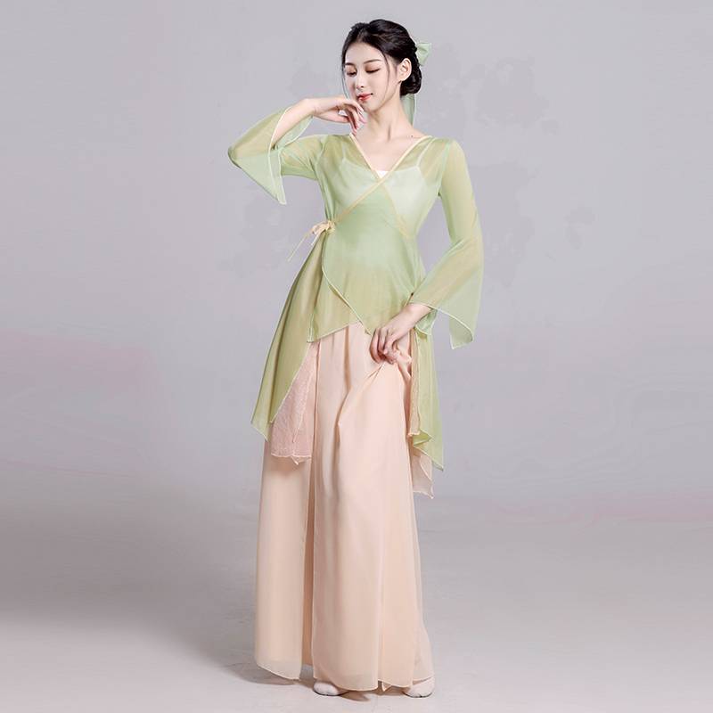 Classical dance clothing female elegant gauze Chinese dance exercise, female bodies, rhyme chiffon tops perform ancient style