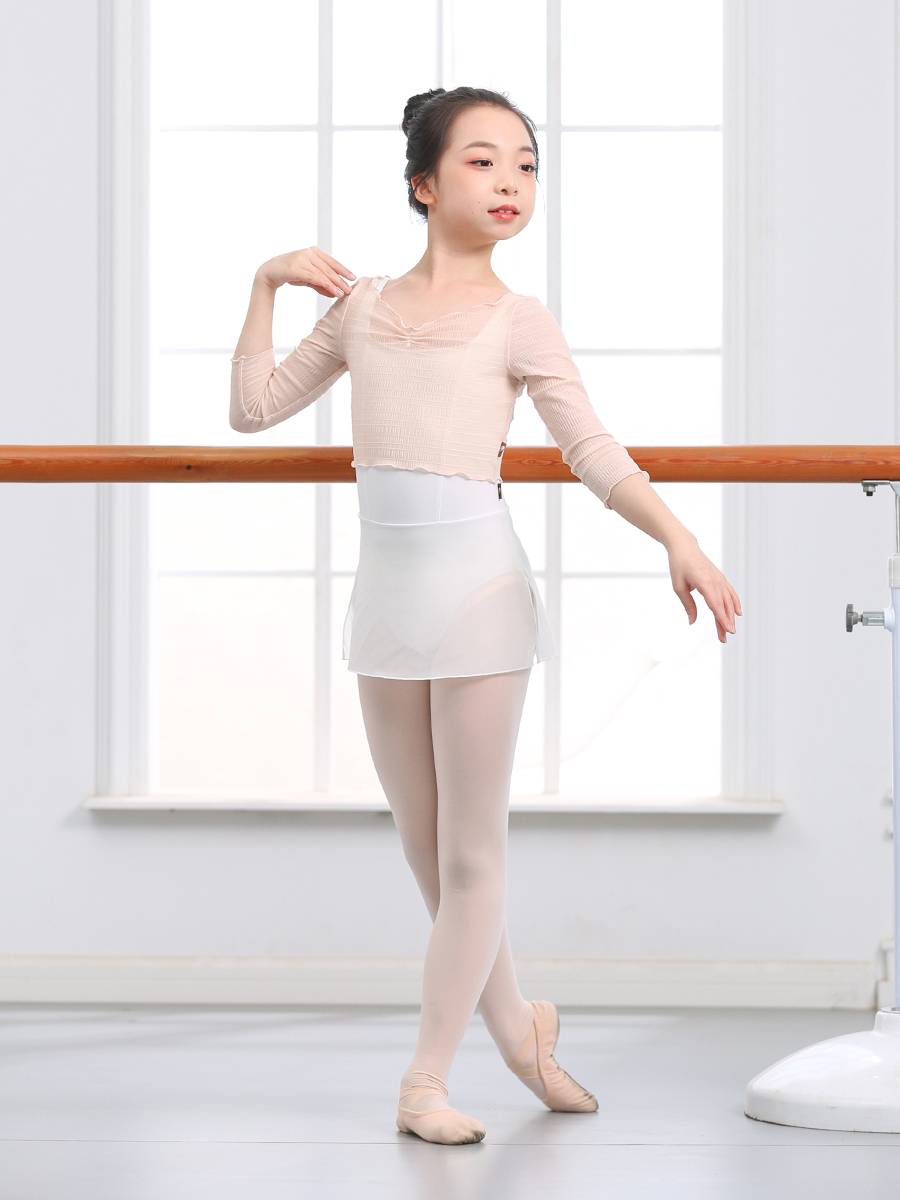 Little Jasmine's new children's dance net gauze top long -sleeved ballet exercise jacket