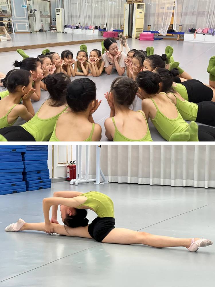 Children's dance clothing summer green practice service conjoined camisole gymnastics girl ballet shorts split