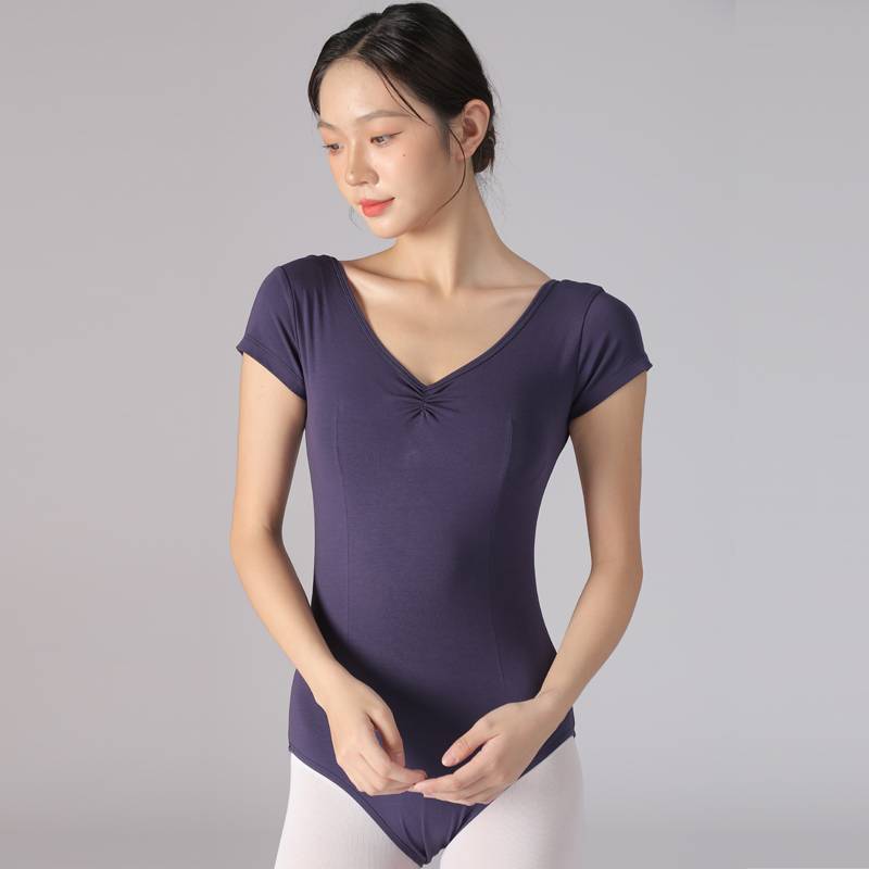 . Ballet service art test dance body service adult V -neck repair short -sleeved gymnastics service consequences