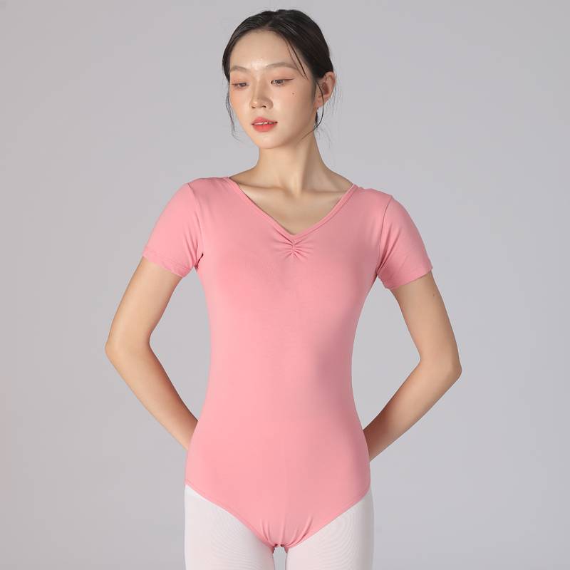 . Ballet service art test dance body service adult V -neck repair short -sleeved gymnastics service consequences