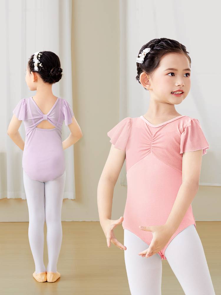 Children's dance clothing girl summer short -sleeved Chinese dance dance clothing practice girl clothes ballet skirt girl