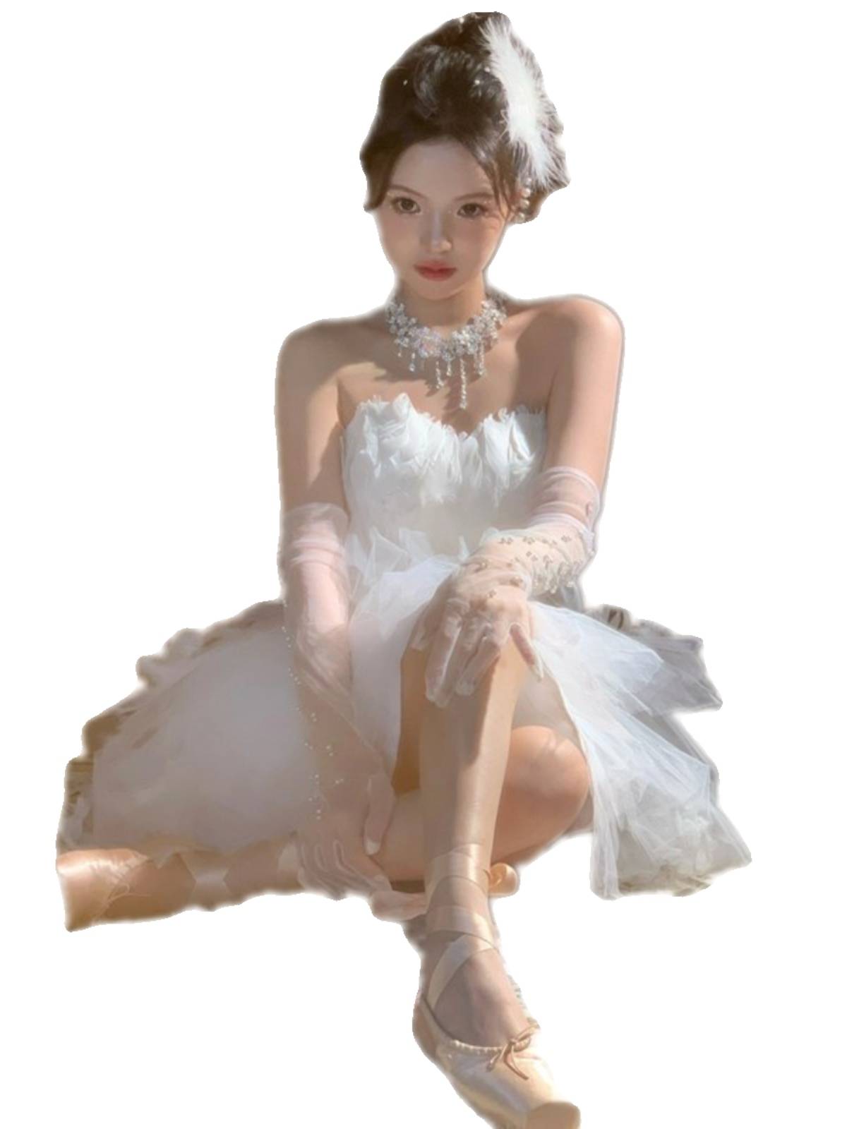 The theme of the movie studio the theme of the Swan Wind Photo theme Clothing White Ballet Girl Girl Noble Art Photo Photo Dress
