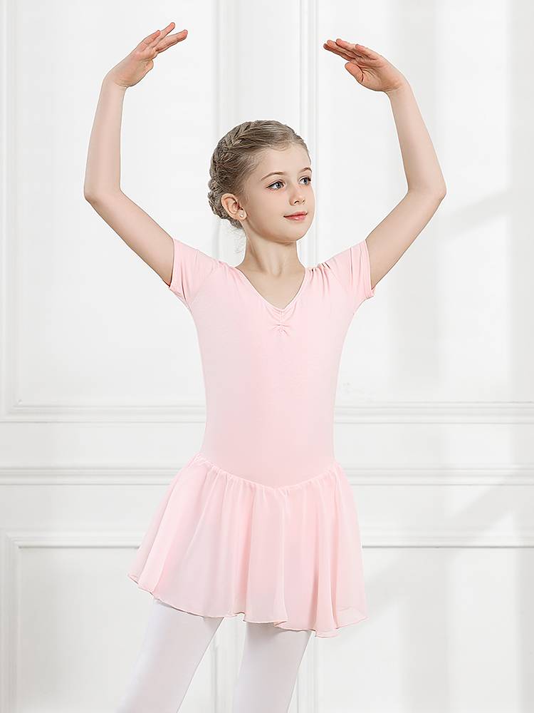 Children's dance service gymnastics girls in summer short -sleeved ballet body exercise uniform Chinese dance children dance skirt