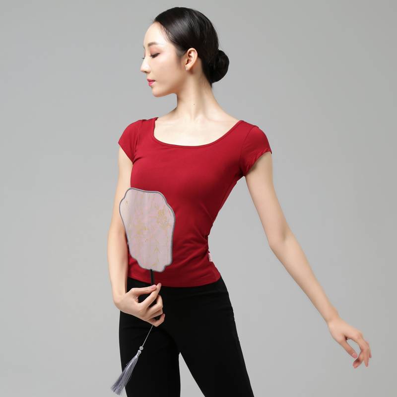 Zhongai Dance Garden Dance Dance Dance Function Services Slim Short -sleeved Fang Ling Ballet Adult Female Chinese Training Dance top