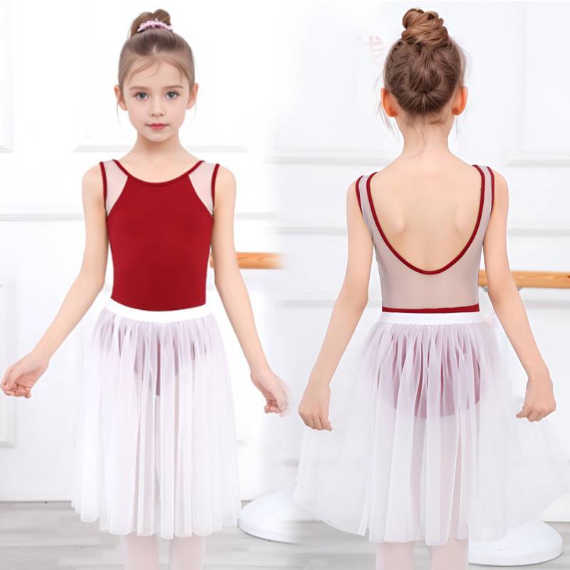 Children ballet dance girls practice girl dance, shape test, red white gauze skirt children's dance dance