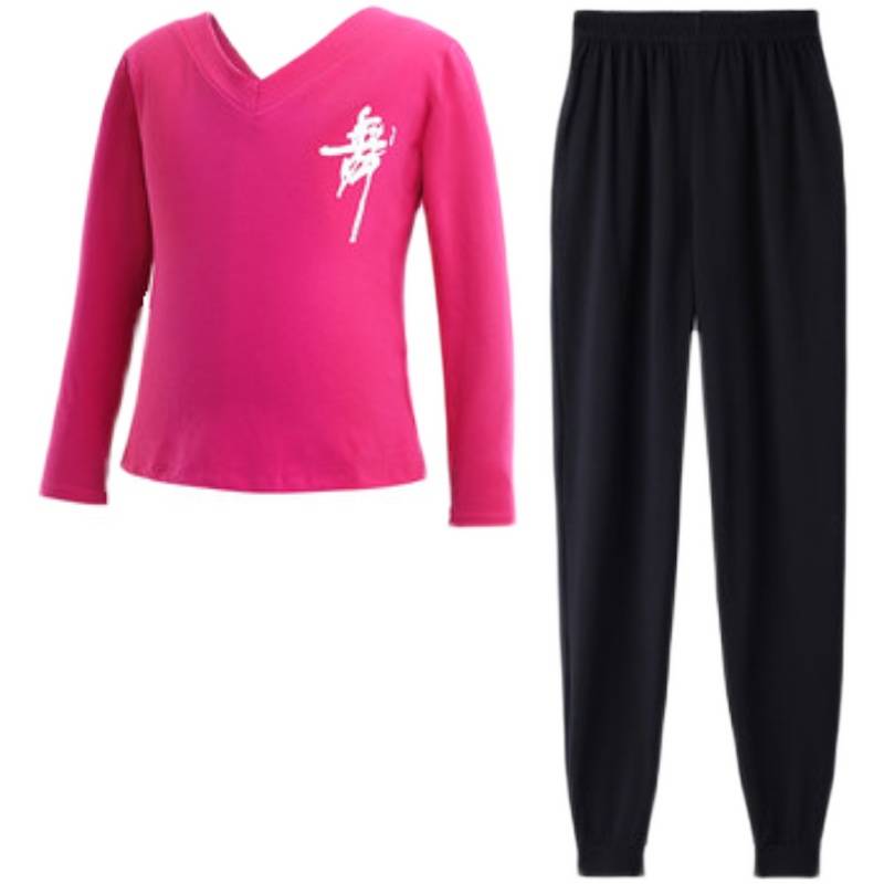 Children's dance clothing suit autumn and winter dance clothes girl long -sleeved Chinese dance division exercise Latin dance clothing