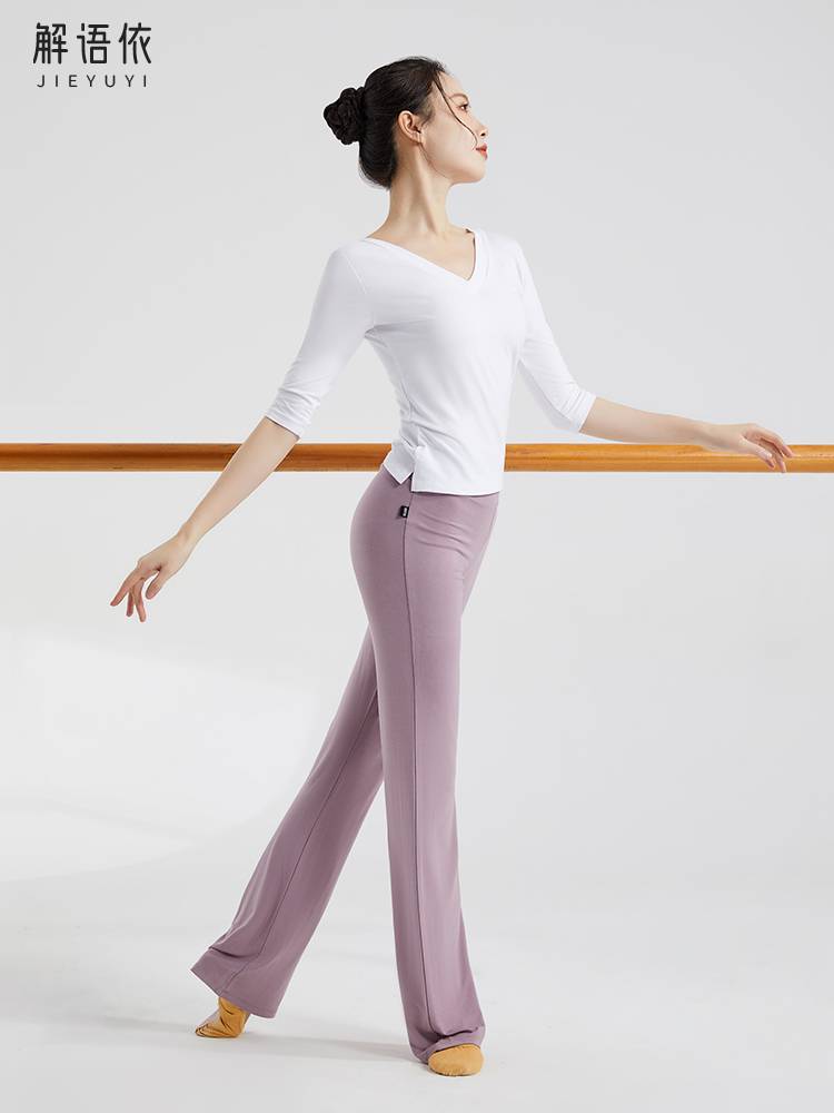 Dance service short -sleeved top female Modal training ballet Chinese dance classical modern dance -shaped dress practice black