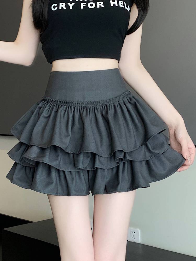 Ballet white cake skirt women's summer new versatile high waist, thin lotus leaf edge A -line skirt
