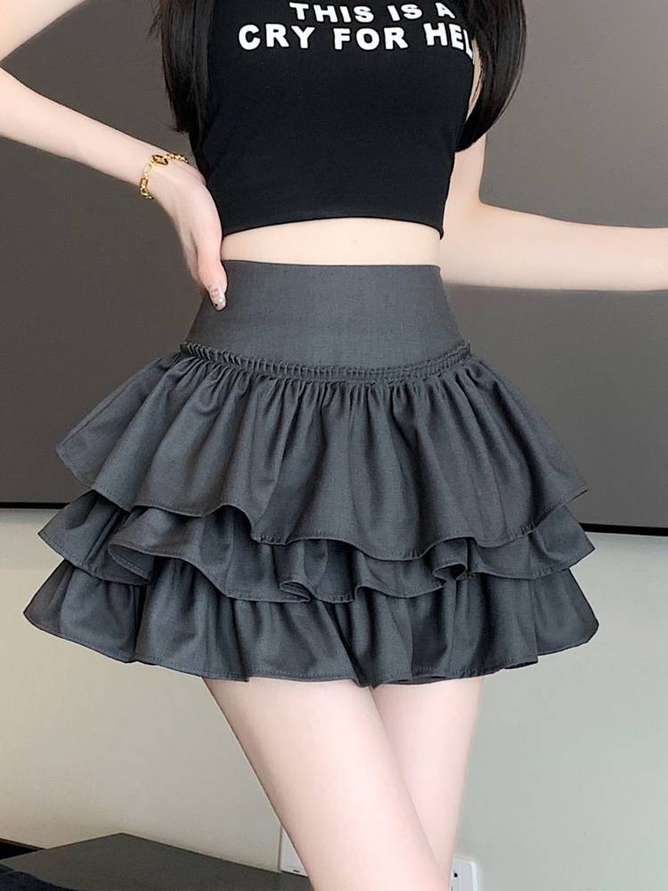 Ballet white cake skirt women's summer new versatile high waist, thin lotus leaf edge A -line skirt