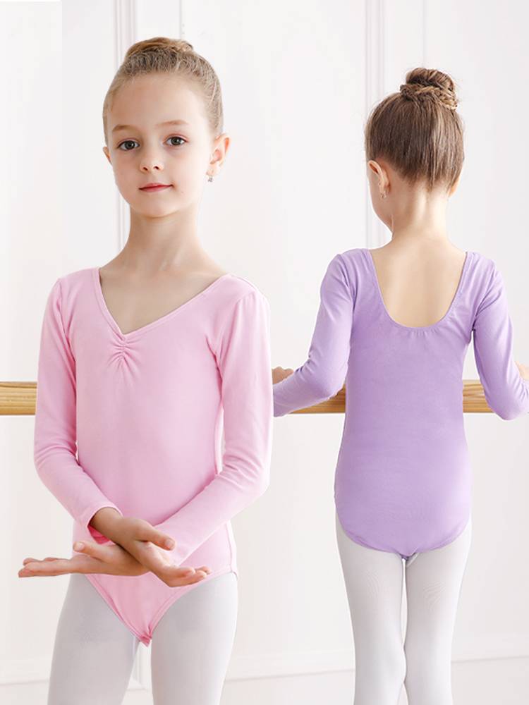 Children's dance service in autumn and winter plus velvet thickened girl long -sleeved exercise ballet test Chinese dance body operation